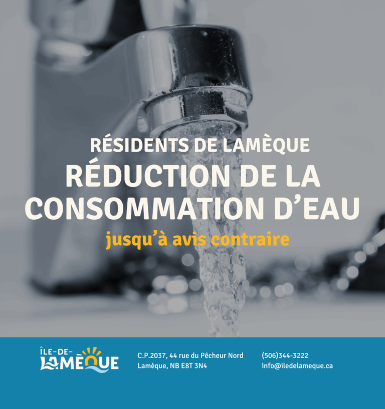 Avis- Réduction de la consommation d’eau pour les résidents de Lamèque