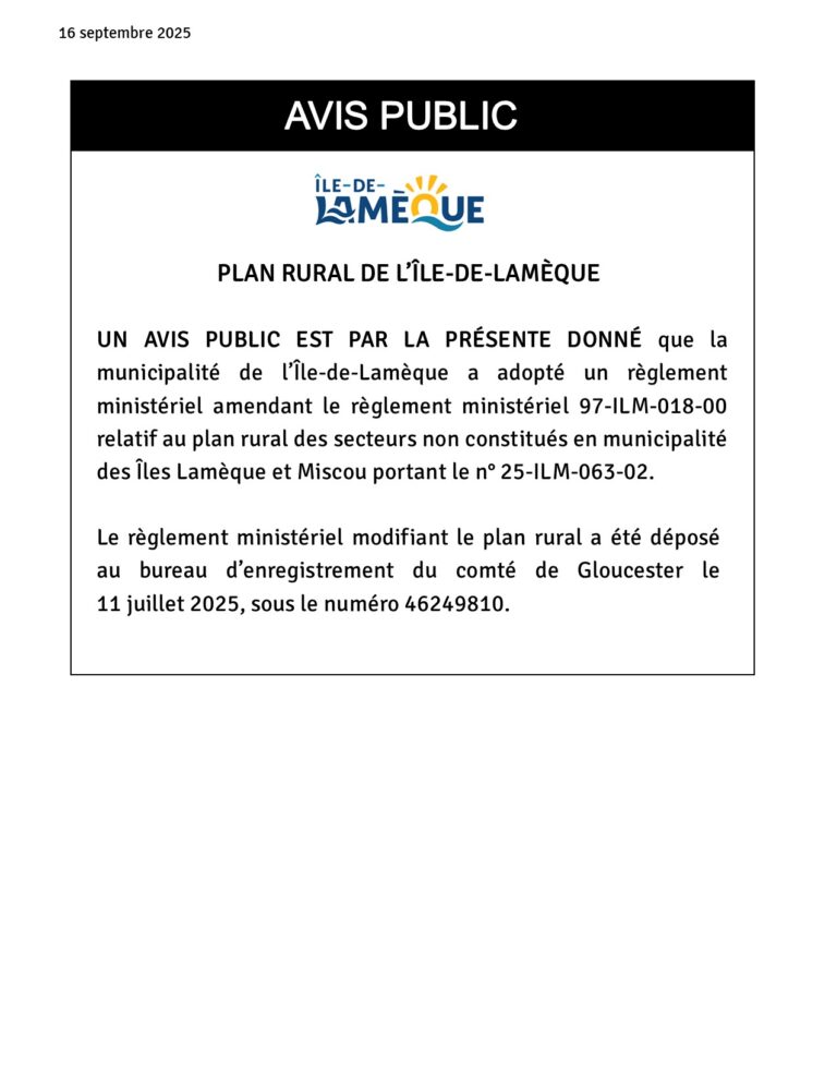 PLAN RURAL DE L’ÎLE-DE-LAMÈQUE